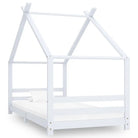 Massief Grenenhout Peuter- en Kinderbed met Boomhutstijl en Bedgordijnen - Wit / 90 x 200 cm - Peuter- & kinderbedden