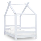 Massief Grenenhout Peuter- en Kinderbed met Boomhutstijl en Bedgordijnen - Wit / 70 x 140 cm - Peuter- & kinderbedden