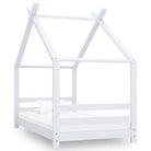 Massief Grenenhout Peuter- en Kinderbed met Boomhutstijl en Bedgordijnen - Wit / 80 x 160 cm - Peuter- & kinderbedden