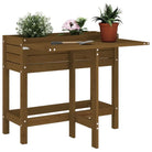 Massief grenenhout plantenbak met inklapbaar tafelblad voor buiten - Honingbruin grenenhout / 1 - Bloempotten &