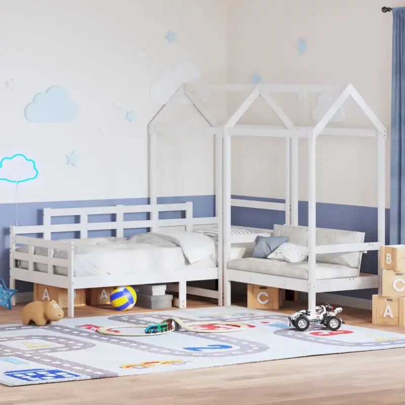 Massief Grenenhout Slaapbank en Bank in Wit voor Slaapkamer en Woonkamer - Wit / 80 x 200 cm - Bedden & bedframes