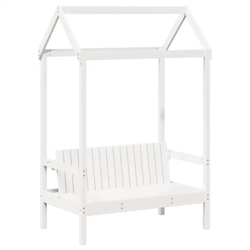 Massief Grenenhout Slaapbank met Huisje en Bankje in Witmateriaal - Bedden & bedframes
