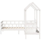 Massief Grenenhout Slaapbank met Huisje en Bankje in Witmateriaal - Bedden & bedframes