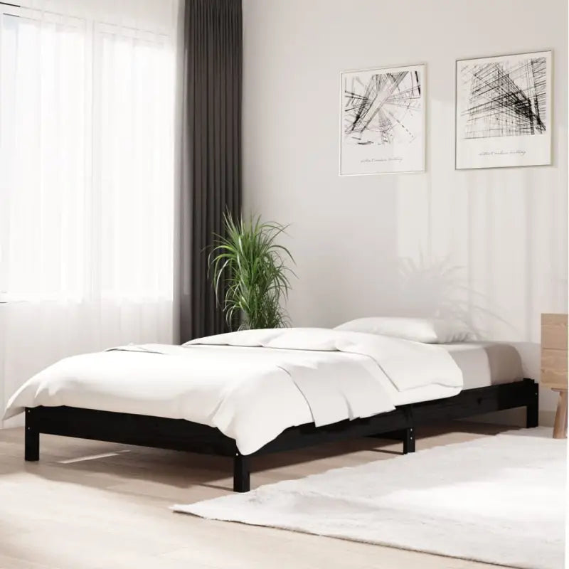 Massief Grenenhout Stapelbed voor Comfort en Tijdloos Design - Zwart / 100 x 200 cm - Bedden & bedframes