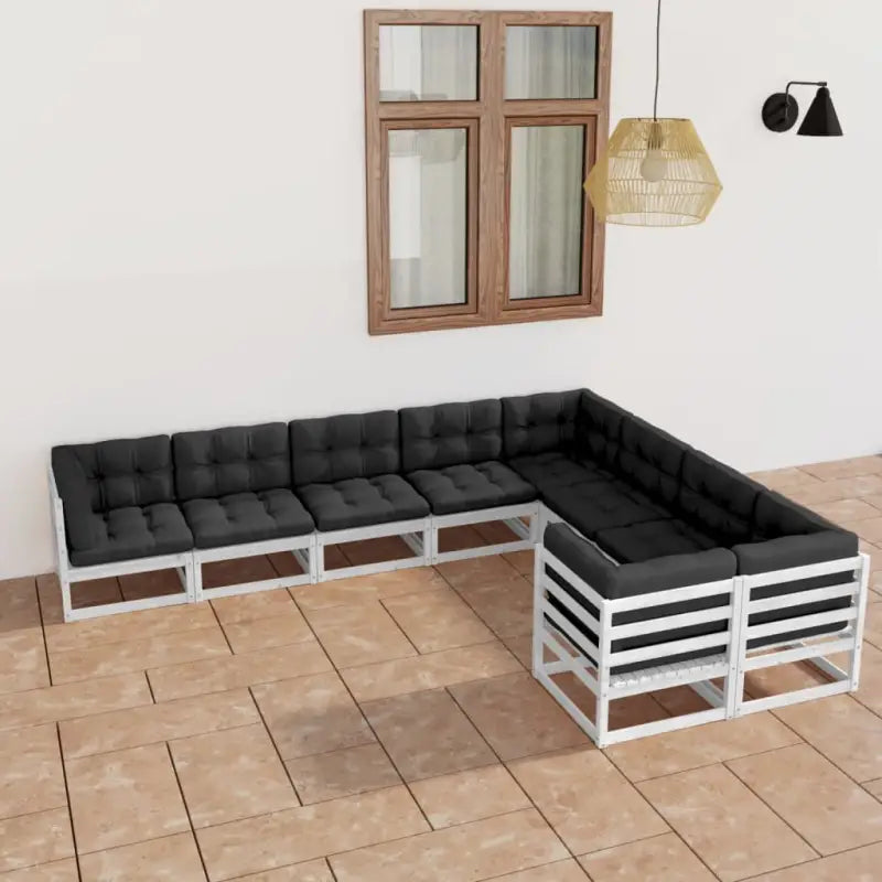 Massief grenenhout tuinset voor ontspannen buitenmomenten - Wit / Ja - Tuinsets