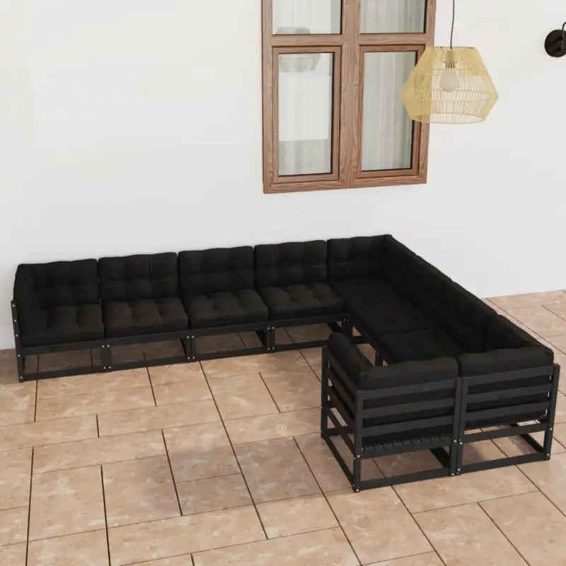 Massief grenenhout tuinset voor ontspannen buitenmomenten - Zwart / Ja - Tuinsets