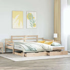 Massief Grenenhouten 2-in-1 slaapbank met onderschuifbed - Naturel / 80 x 200 cm - Bedden & bedframes