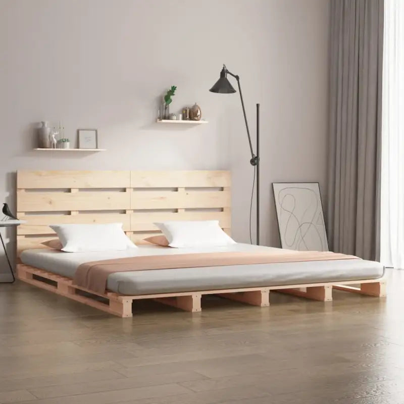 Massief Grenenhouten Bedframe met Levering Bevat voor Een Natuurlijke Sfeer - Naturel / 140 x 190 cm - Bedden &