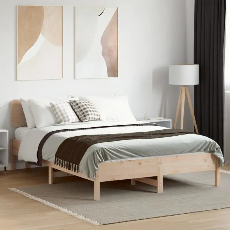 Massief grenenhouten bedframe met multiplex lattenbodem voor een goede nachtrust - Naturel / 150 x 200 cm - Bedden &