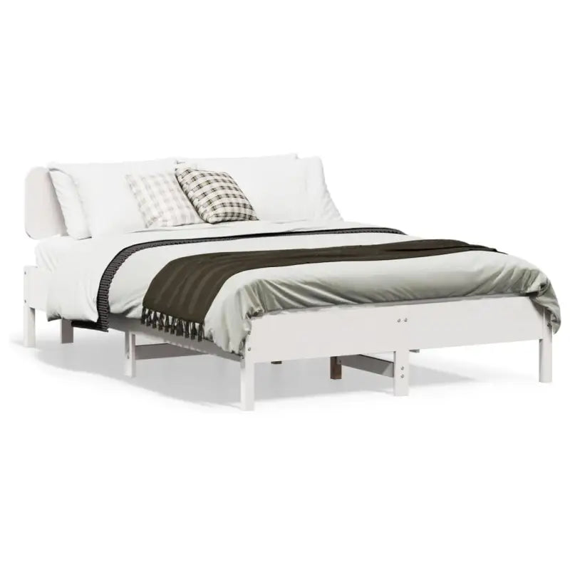 Massief grenenhouten bedframe met multiplex lattenbodem voor een goede nachtrust - Wit / 135 x 190 cm - Bedden &
