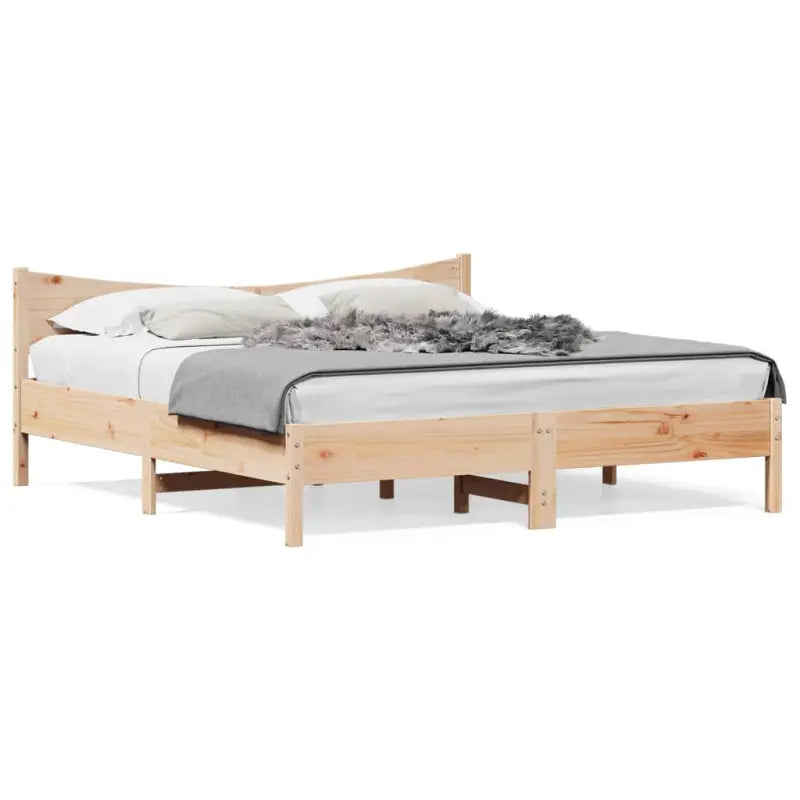 Massief Grenenhouten bedframe met multiplex lattenbodem en uitstekende ondersteuning - Bedden & bedframes