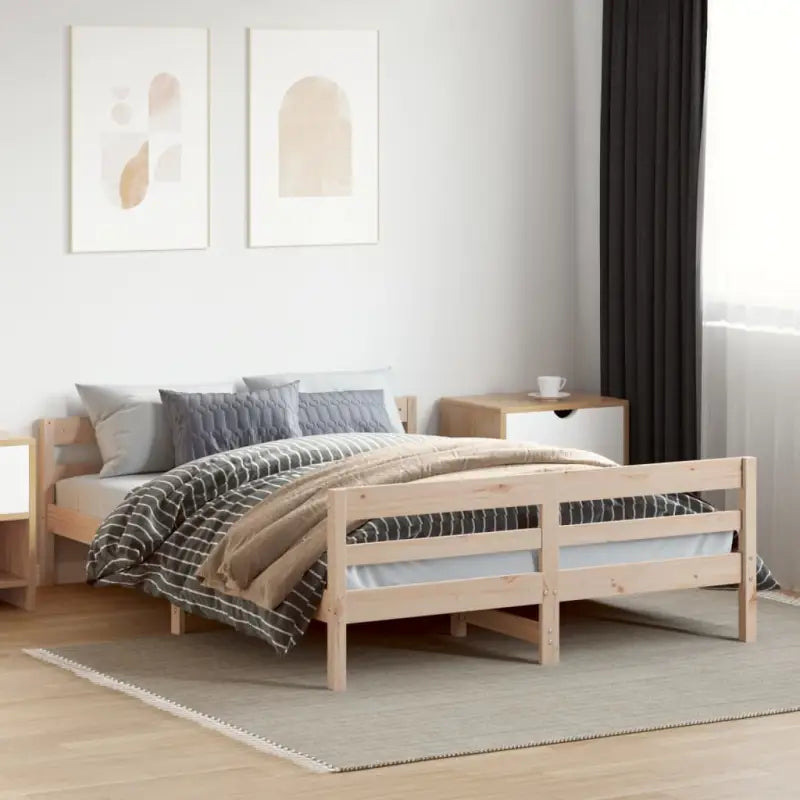 Massief grenenhouten bedframe met multiplex lattenbodem - Naturel / 120 x 200 cm - Bedden & bedframes