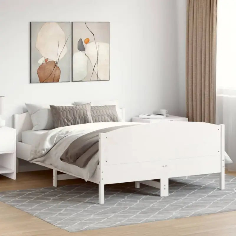 Massief Grenenhouten Bedframe met Multiplex Lattenbodem - Wit / 120 x 200 cm - Bedden & bedframes
