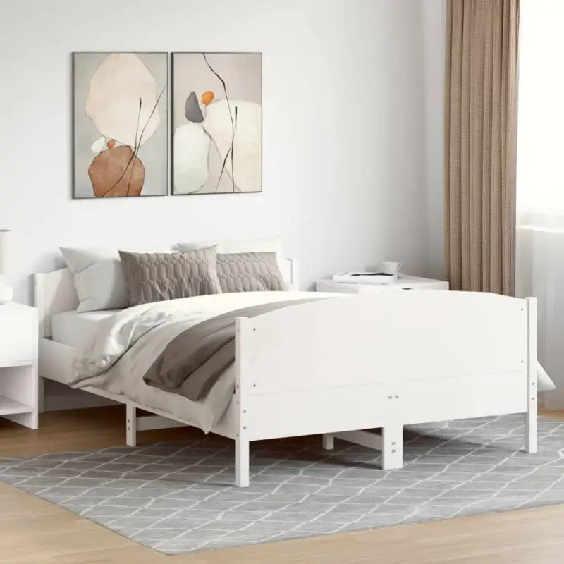 Massief Grenenhouten Bedframe met Multiplex Lattenbodem - Wit / 160 x 200 cm - Bedden & bedframes