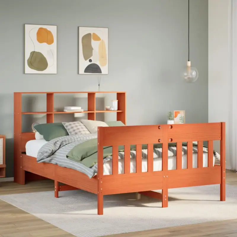 Massief grenenhouten bedframe met uitstekende ondersteuning voor een goede nachtrust - Wasbruin / 140 x 200 cm - Bedden