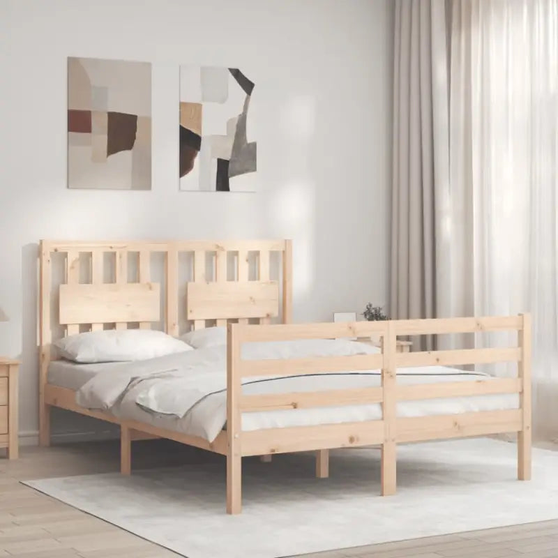 Massief Grenenhouten Bedframe voor Comfort en Natuurlijke Decoratie - Naturel / 140 x 200 cm - Bedden & bedframes