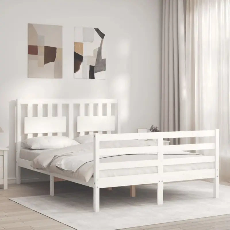 Massief Grenenhouten Bedframe voor Comfort en Natuurlijke Decoratie - Wit / 120 x 200 cm - Bedden & bedframes