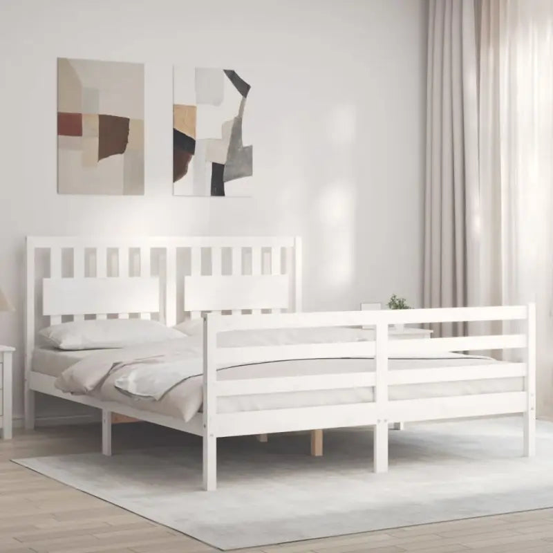Massief Grenenhouten Bedframe voor Comfort en Natuurlijke Decoratie - Wit / 150 x 200 cm - Bedden & bedframes