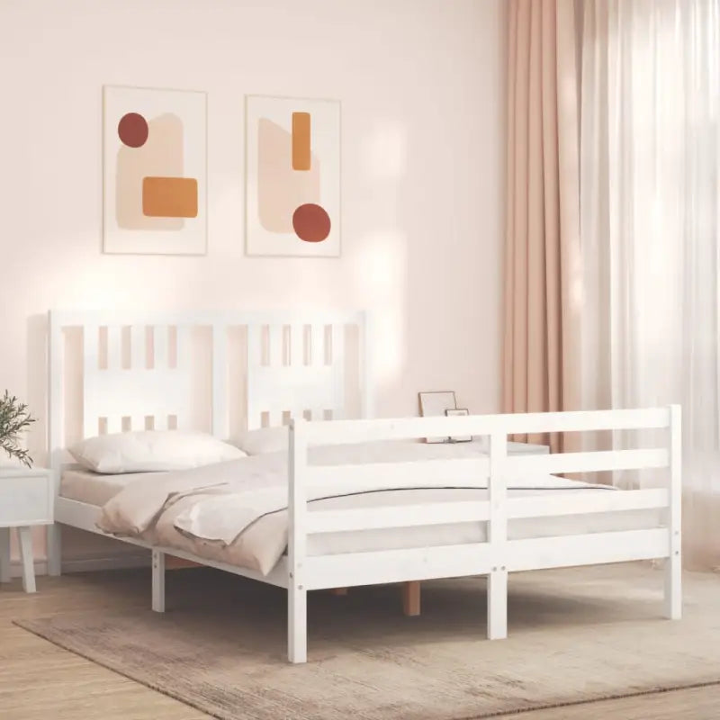 Massief Grenenhouten Bedframe voor Een Comfortabele Nacht Slapen - Wit / 120 x 190 cm - Bedden & bedframes