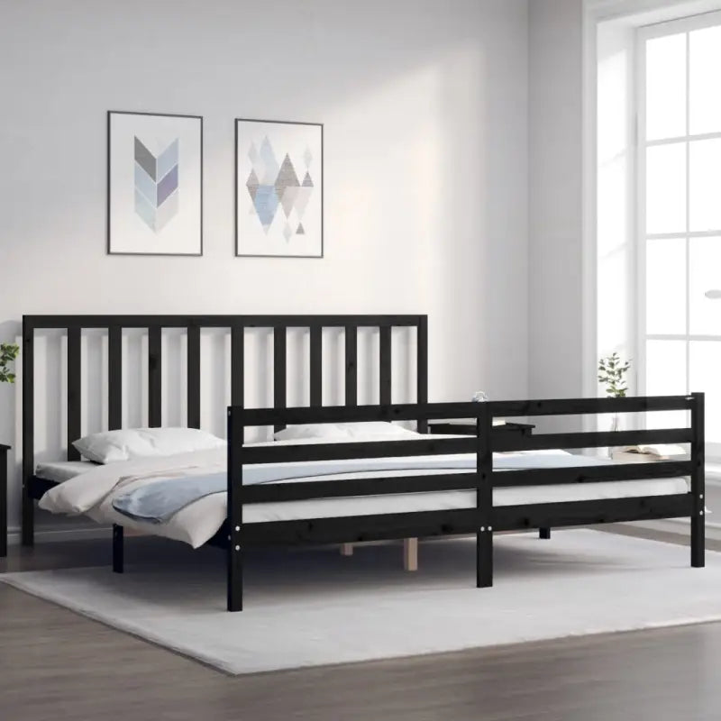 Massief grenenhouten bedframe voor een goede nachtrust en natuurlijk interieur - Zwart / 200 x 200 cm - Bedden &