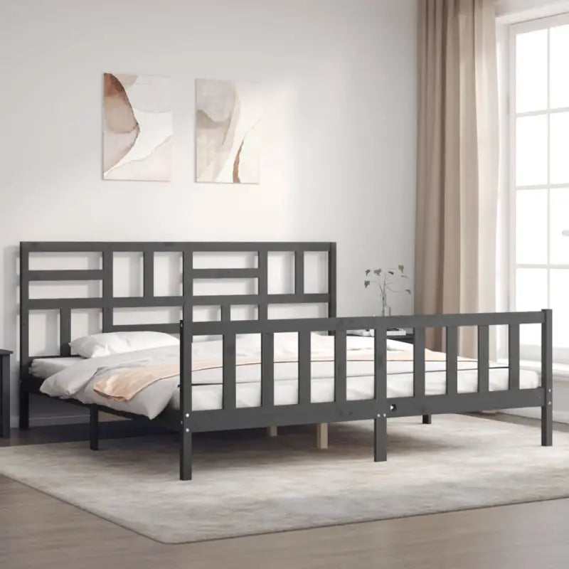 Massief Grenenhouten bedframe voor een goede nachtrust en natuurlijke uitstraling - Grijs / 200 x 200 cm - Bedden &