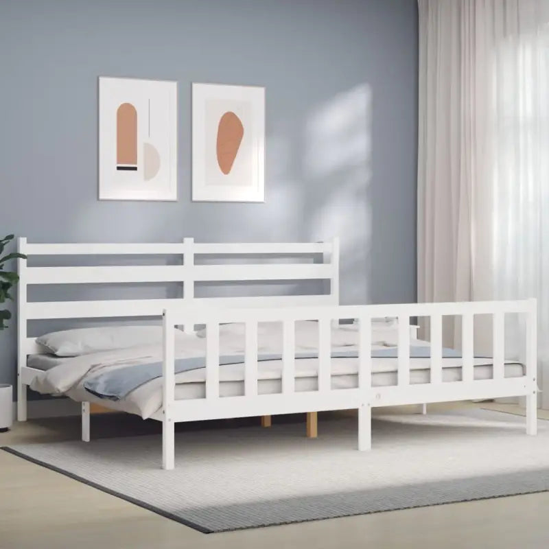Massief grenenhouten bedframe voor een goede nachtrust en natuurlijke uitstraling - Wit / 200 x 200 cm - Bedden &