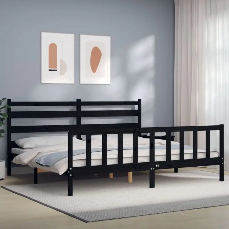 Massief grenenhouten bedframe voor een goede nachtrust en natuurlijke uitstraling - Zwart / 200 x 200 cm - Bedden &
