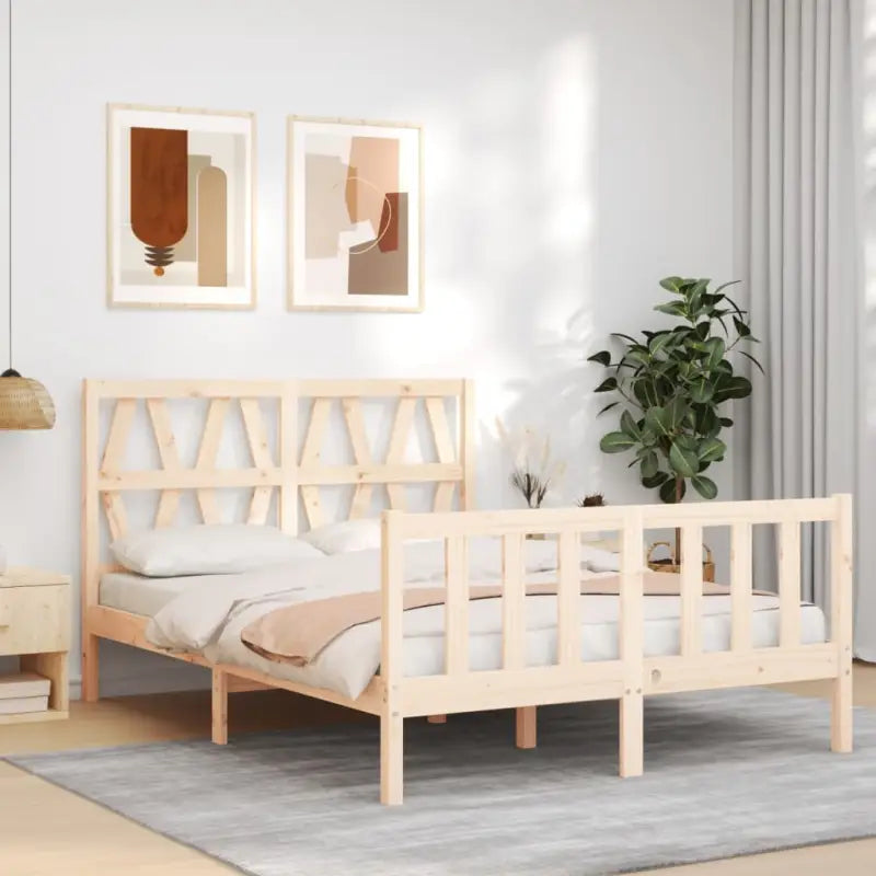 Massief Grenenhouten Bedframe voor een Goede Nachtrust - Naturel / 135 x 190 cm - Bedden & bedframes
