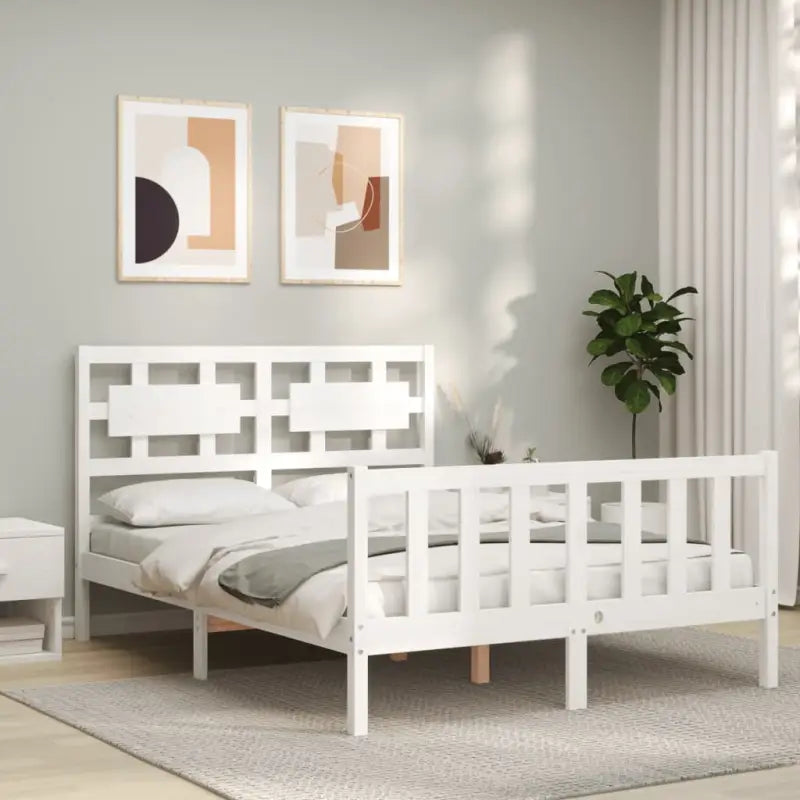 Massief grenenhouten bedframe voor een goede nachtrust - Wit / 140 x 190 cm - Bedden & bedframes
