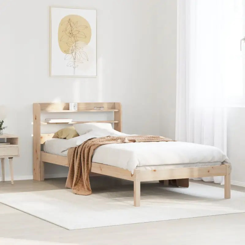 Massief Grenenhouten Bedframe voor een Natuurlijke en Decoratieve Slaapruimte - Naturel / 90 x 200 cm - Bedden &