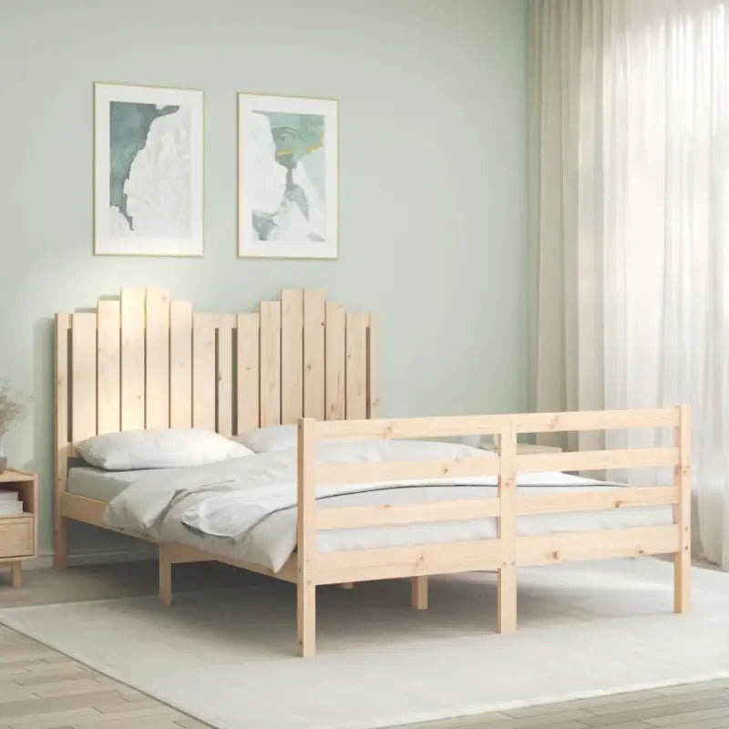 Massief Grenenhouten Bedframe voor een Natuurlijke en Decoratieve Slaapkamer - Naturel / 140 x 190 cm - Bedden &