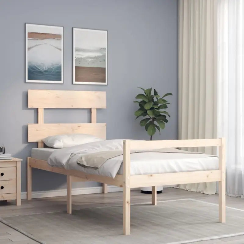Massief Grenenhouten Bedframe voor een Natuurlijke en Decoratieve Slaapruimte - Naturel / 90 x 200 cm / Hoog - Bedden &