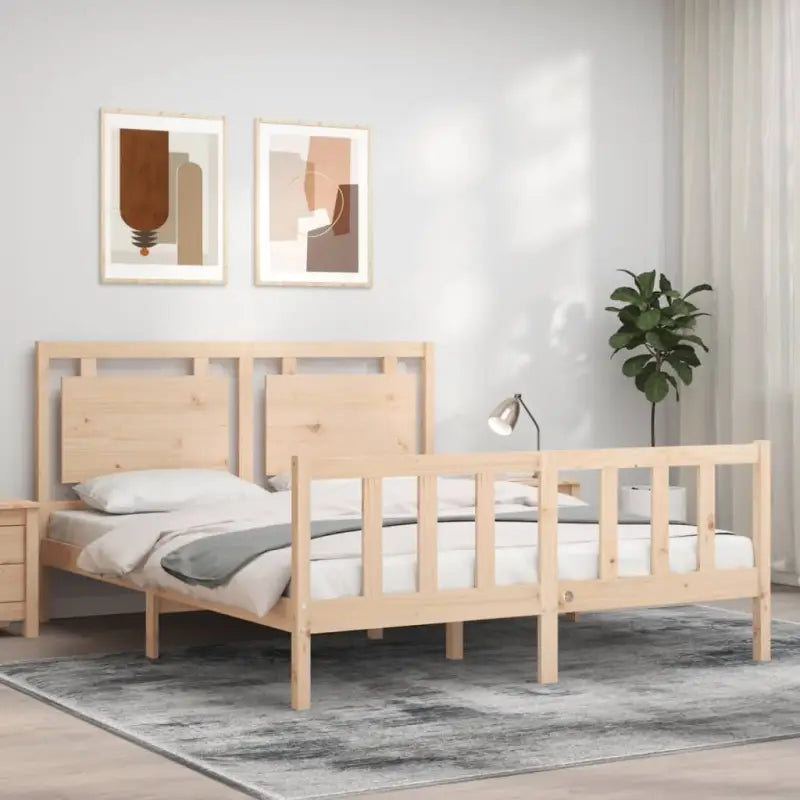 Massief Grenenhouten Bedframe voor een Natuurlijke en Gezonde Nachtrust - Naturel / 150 x 200 cm - Bedden & bedframes