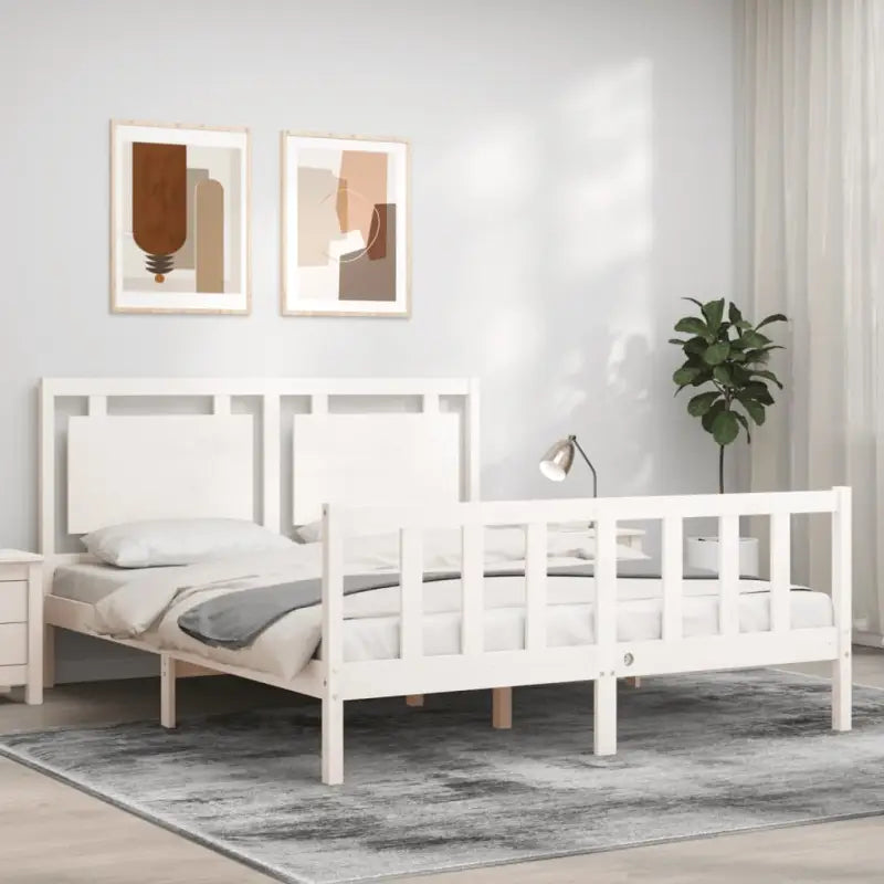 Massief Grenenhouten Bedframe voor een Natuurlijke en Gezonde Nachtrust - Wit / 160 x 200 cm - Bedden & bedframes