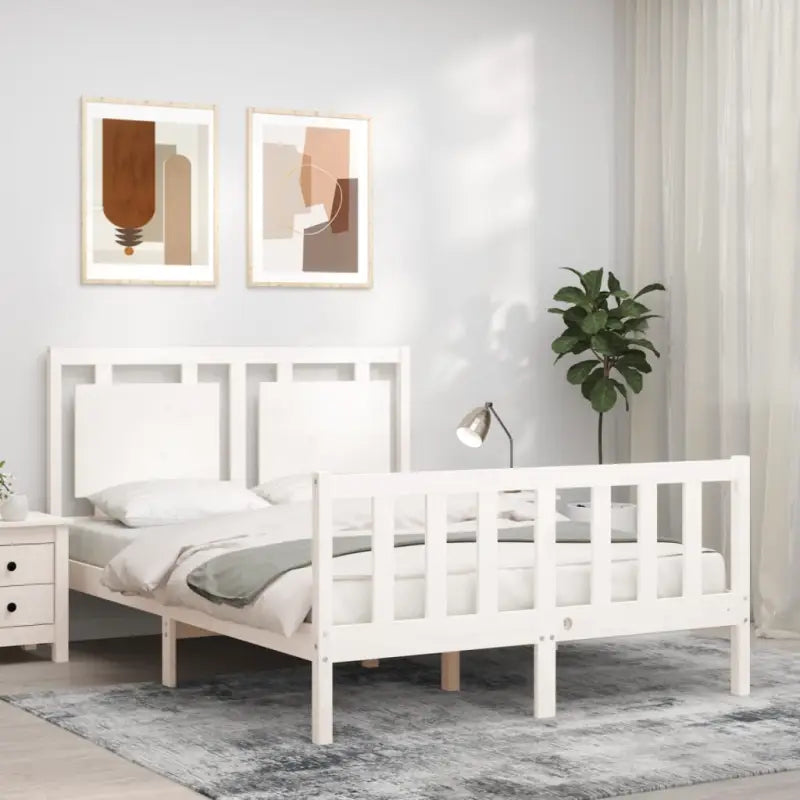 Massief Grenenhouten Bedframe voor een Natuurlijke en Gezonde Nachtrust - Wit / 135 x 190 cm - Bedden & bedframes