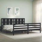 Massief grenenhouten bedframe voor een natuurlijke en praktische inrichting - Zwart / 200 x 200 cm - Bedden & bedframes