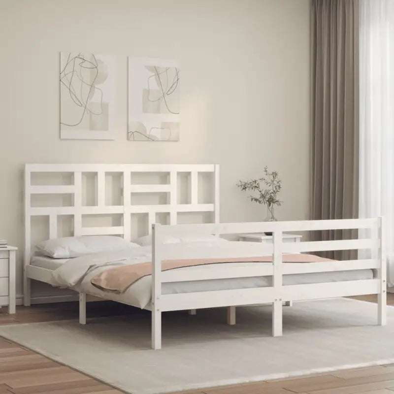 Massief Grenenhouten bedframe voor een natuurlijke en stijlvolle slaapkamer - Wit / 150 x 200 cm - Bedden & bedframes