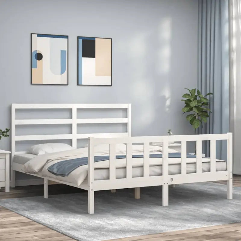 Massief grenenhouten bedframe voor een stevige en natuurlijke uitstraling - Wit / 160 x 200 cm - Bedden & bedframes