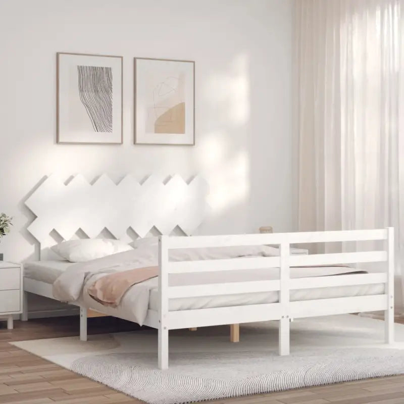 Massief grenenhouten bedframe voor een stilvolle en comfortabele slaapruimte - Wit / 140 x 190 cm - Bedden & bedframes