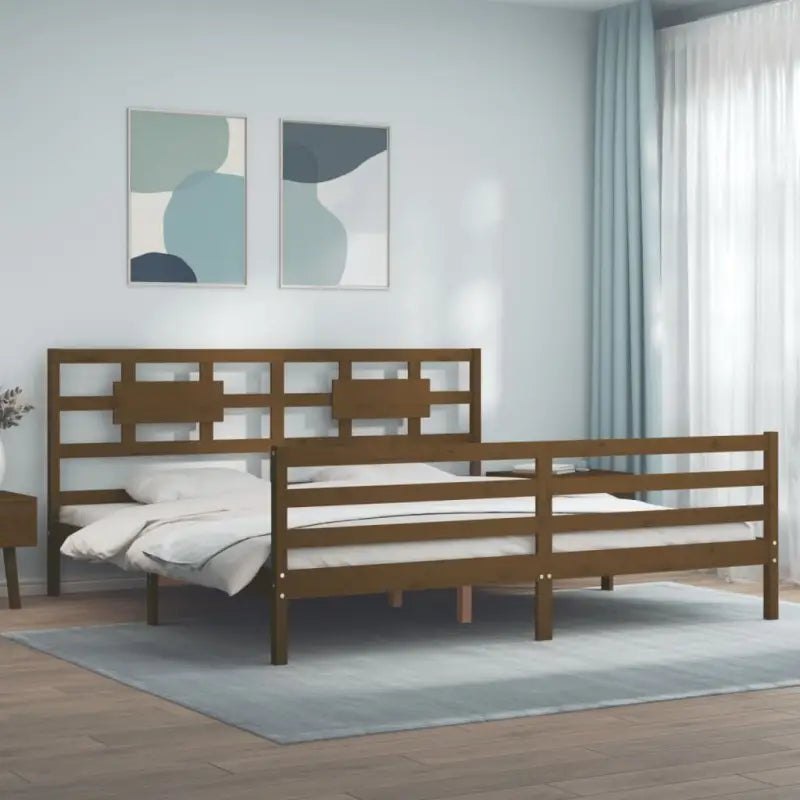 Massief Grenenhouten Bedframe voor Natuur en Comfort in je Interieur - Honingbruin / 200 x 200 cm - Bedden & bedframes