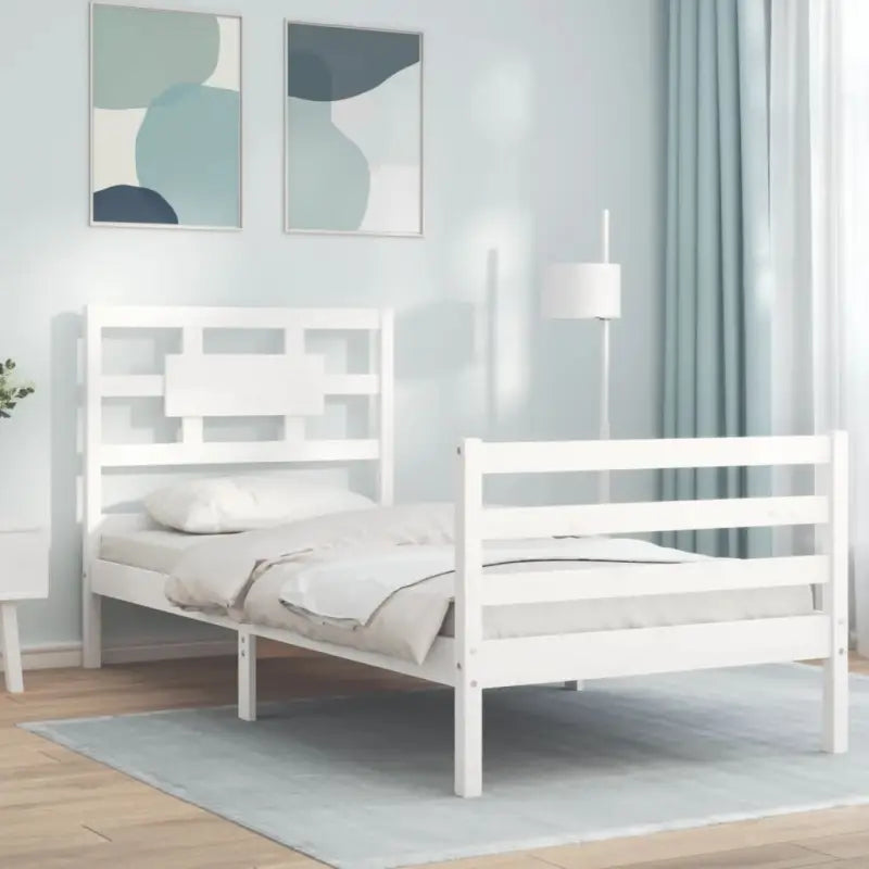 Massief Grenenhouten Bedframe voor Natuur en Comfort in je Interieur - Wit / 100 x 200 cm - Bedden & bedframes