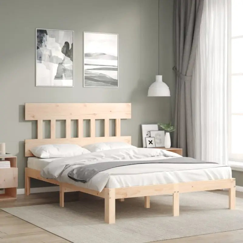 Massief Grenenhouten bedframe voor uitstekende ondersteuning en natuurlijk sfeer - Naturel / 135 x 190 cm