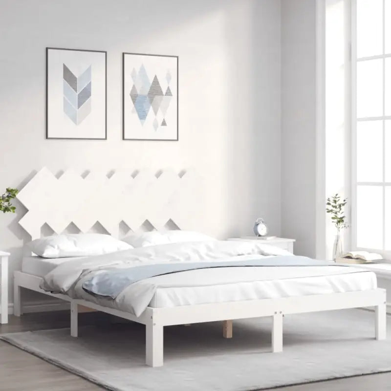 Massief Grenenhouten Bedframe voor Uitstekende Ondersteuning en Natuurlijke Looks - Wit / 150 x 200 cm - Bedden &