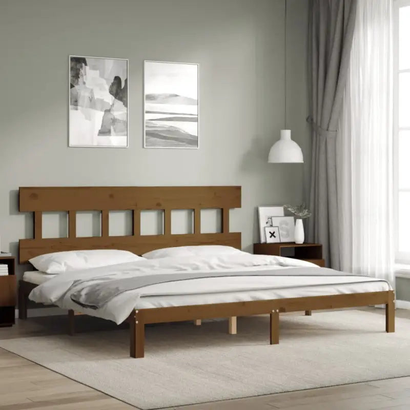 Massief Grenenhouten bedframe voor uitstekende ondersteuning en natuurlijk sfeer - Honingbruin / 200 x 200 cm