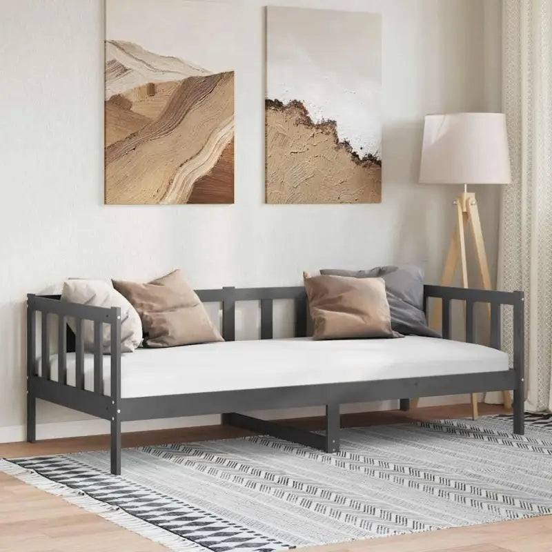 Massief grenenhouten multifunctionele slaapbank voor woonkamer en gastenvertrek - Grijs / 90 x 200 cm - Bedden &