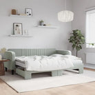 Massief hout 2-in-1 dagbed met modern ontwerp voor woon- of slaapkamer - Lichtgrijs / 80 x 200 cm / met onderschuifbed