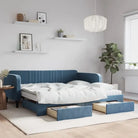 Massief hout 2-in-1 dagbed met modern ontwerp voor woon- of slaapkamer - Blauw / 100 x 200 cm / met onderschuifbed