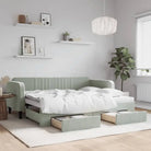 Massief hout 2-in-1 dagbed met modern ontwerp voor woon- of slaapkamer - Lichtgrijs / 90 x 200 cm / met onderschuifbed