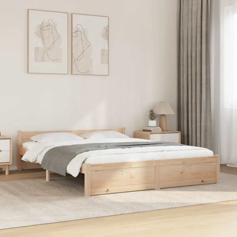 Massief hout bedframe van massief grenenhout met levering bevat - Naturel / 135 x 190 cm - Bedden & bedframes