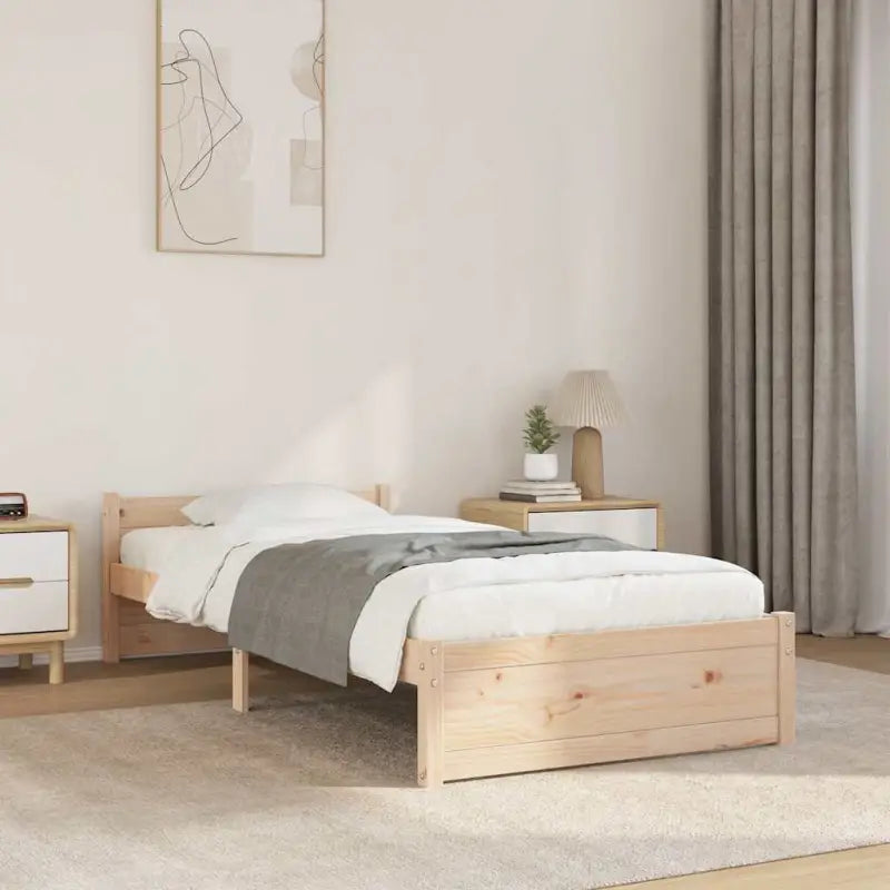 Massief hout bedframe van massief grenenhout met levering bevat - Naturel / 90 x 190 cm - Bedden & bedframes